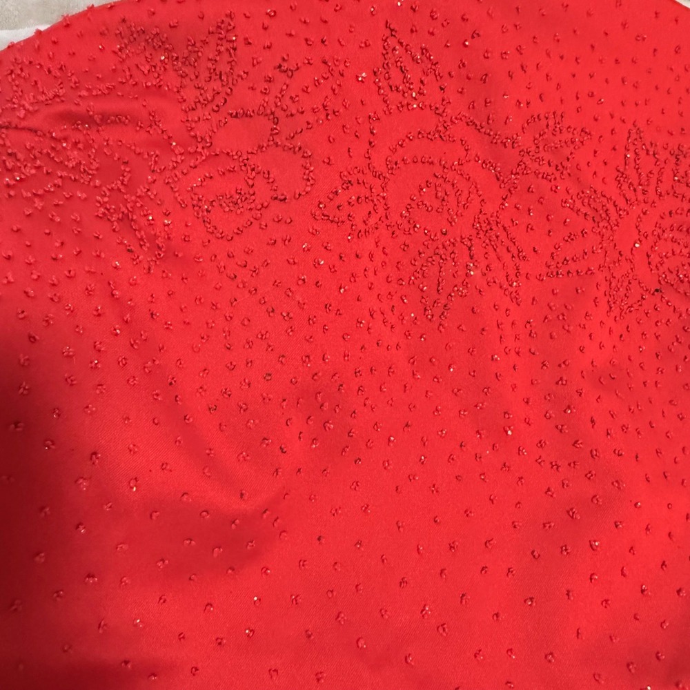 Vintage Sally USA Red Rhinestone Strapless Evening Gown Formal Dress Made USA - Picture 6 of 16